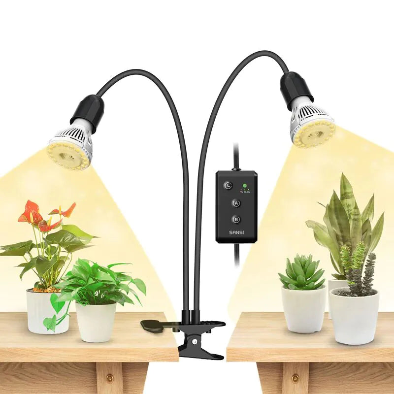 Sansi Three Head Clip-on Grow Light mit Timer, 3 x 10 W